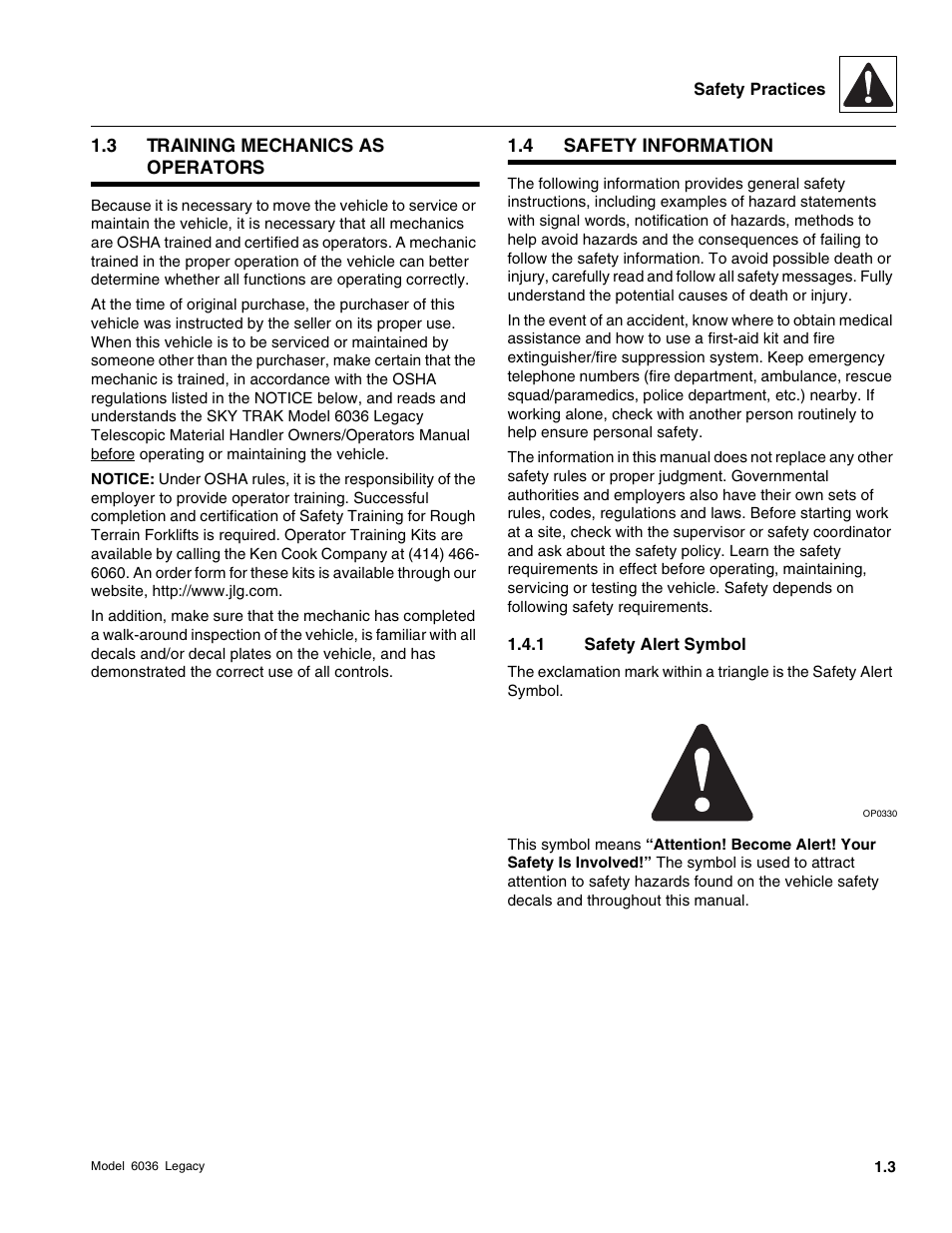 SkyTrak 6036 Service Manual User Manual | Page 11 / 460