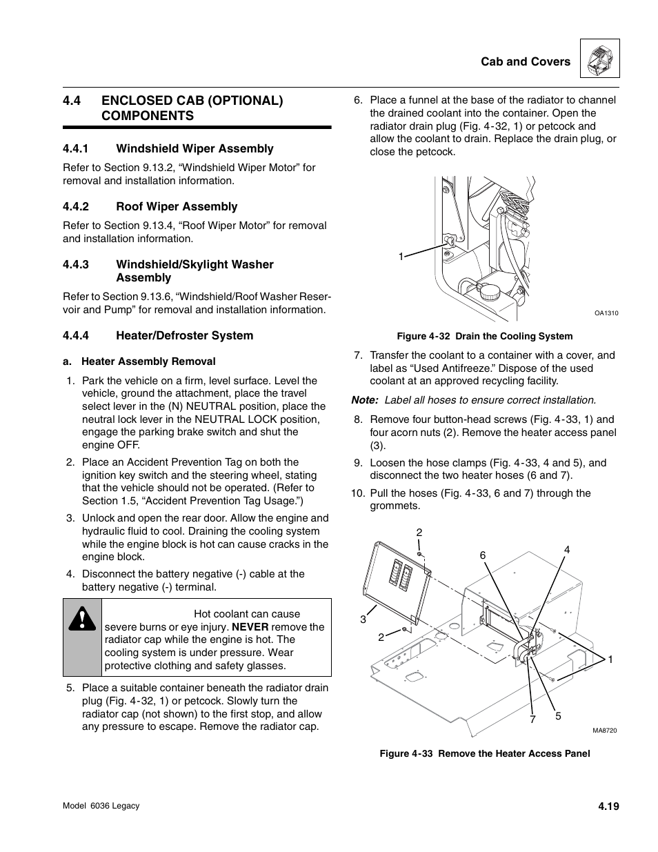 Warning | SkyTrak 6036 Service Manual User Manual | Page 123 / 460