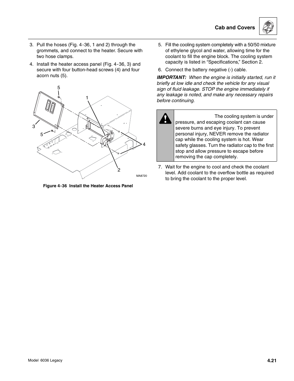 Warning | SkyTrak 6036 Service Manual User Manual | Page 125 / 460