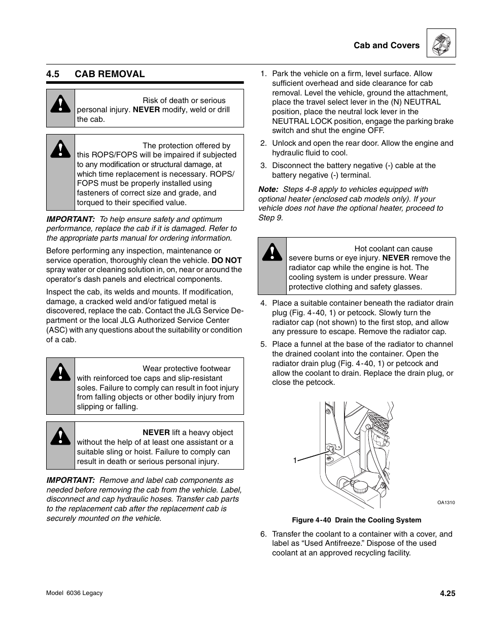 Warning | SkyTrak 6036 Service Manual User Manual | Page 129 / 460