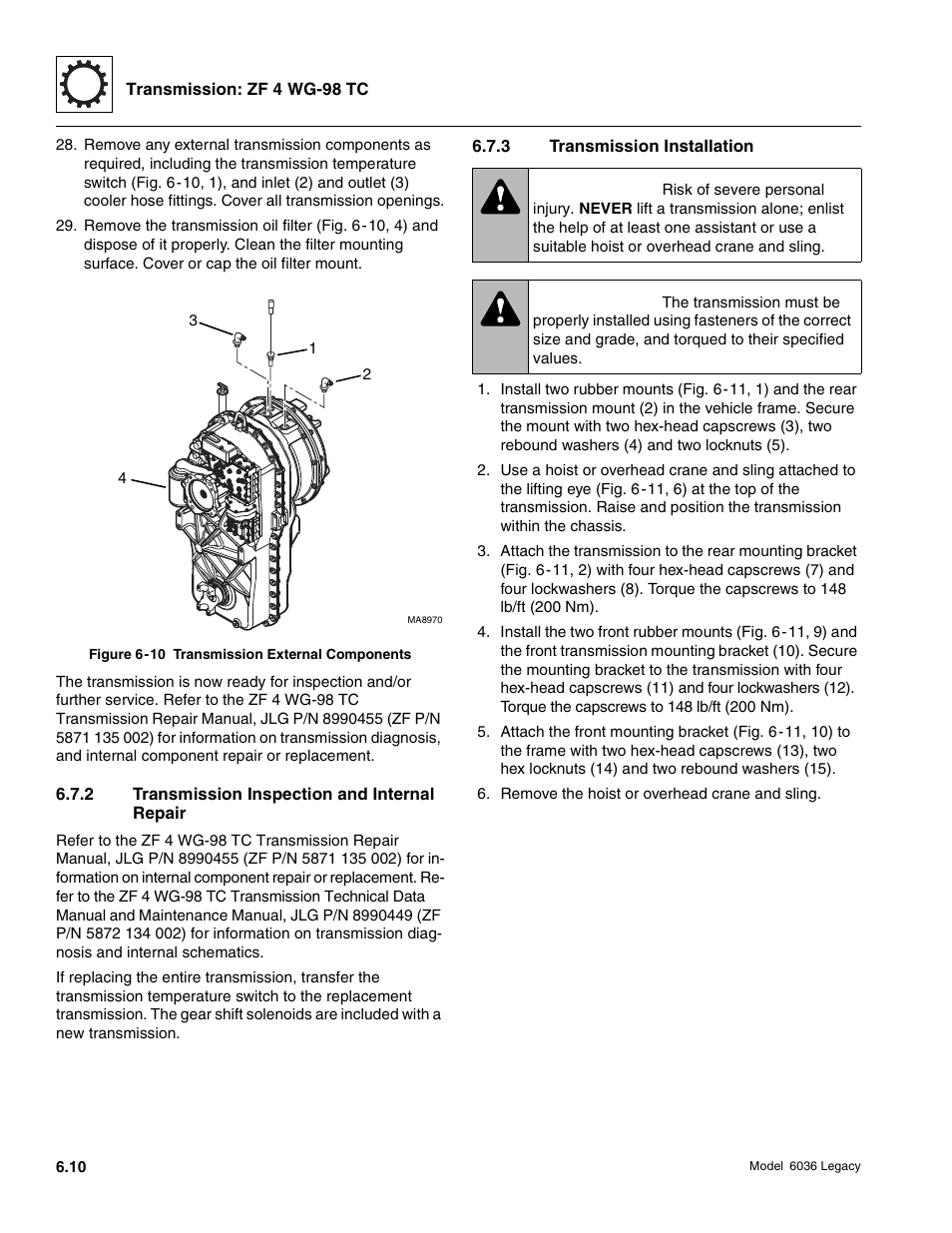Warning | SkyTrak 6036 Service Manual User Manual | Page 172 / 460