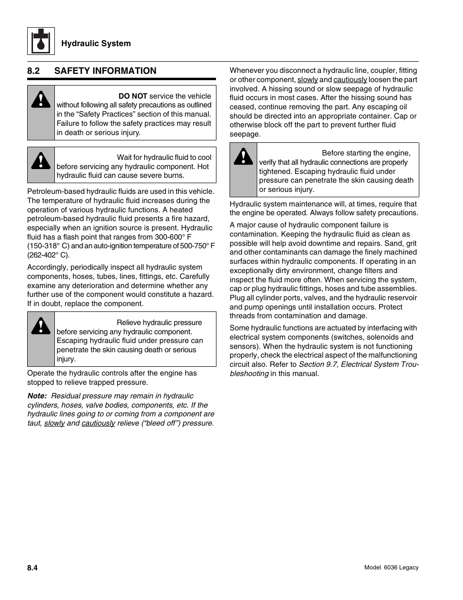 Warning | SkyTrak 6036 Service Manual User Manual | Page 220 / 460