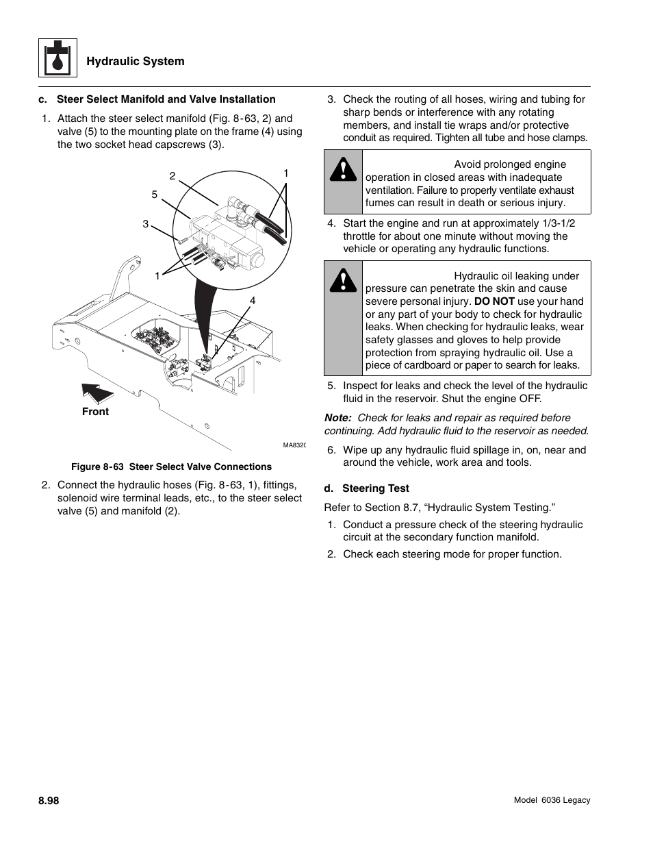 Warning | SkyTrak 6036 Service Manual User Manual | Page 314 / 460