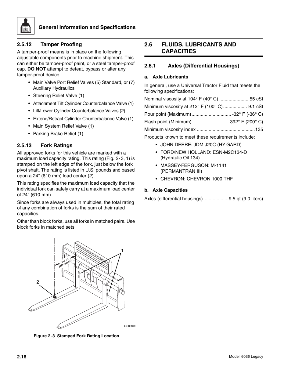 6 fluids, lubricants and capacities | SkyTrak 6036 Service Manual User Manual | Page 32 / 460