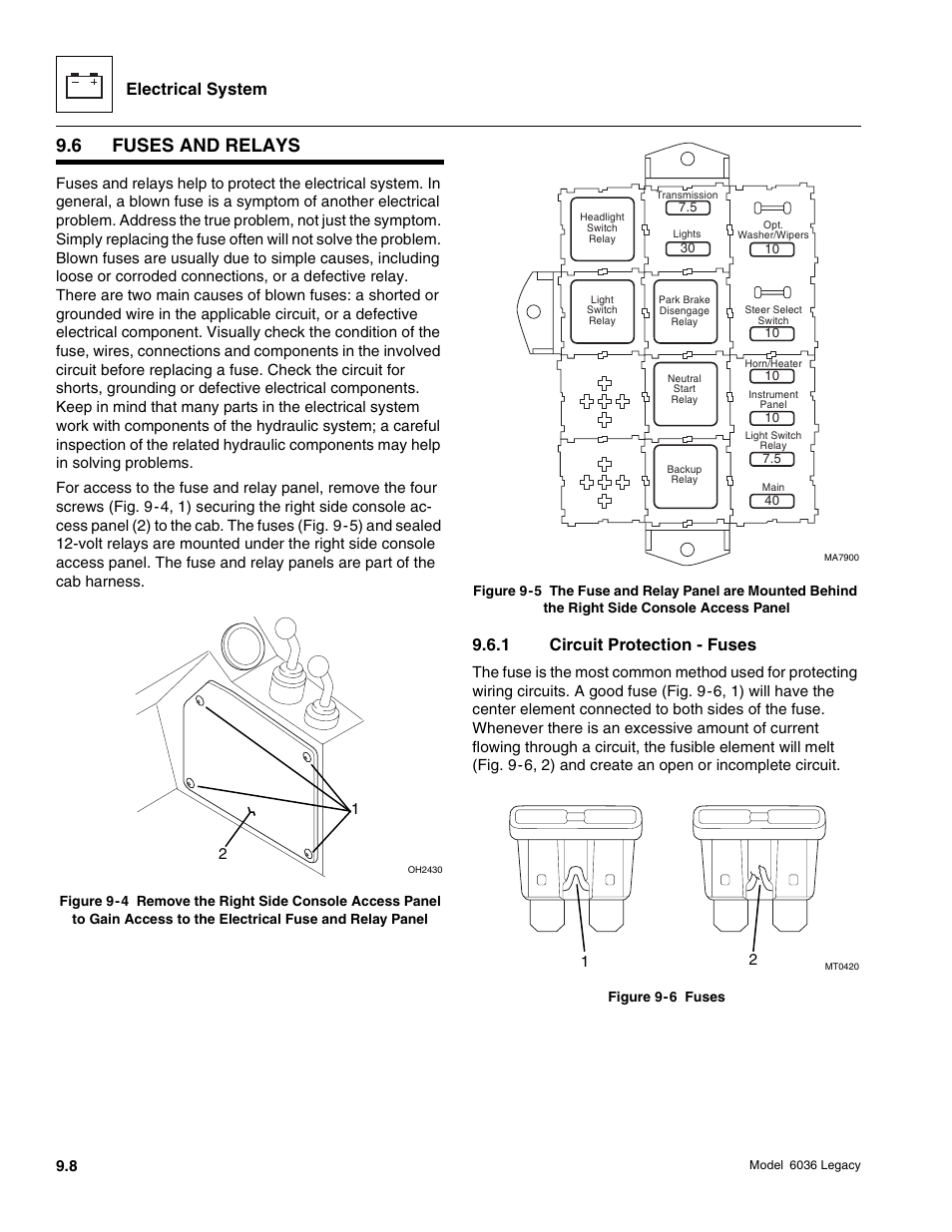 6 fuses and relays, Electrical system, 1 circuit protection - fuses | SkyTrak 6036 Service Manual User Manual | Page 360 / 460