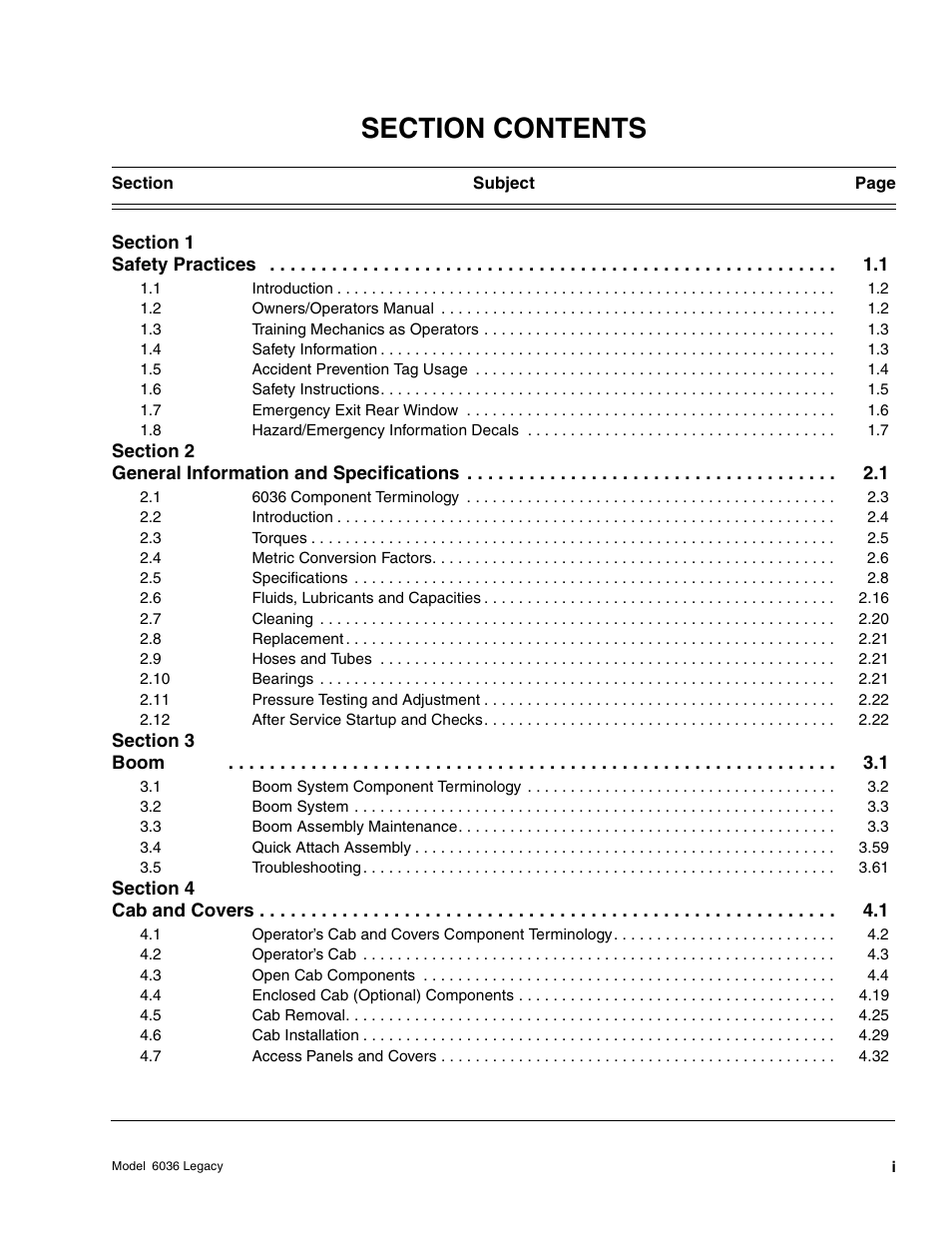 SkyTrak 6036 Service Manual User Manual | Page 5 / 460