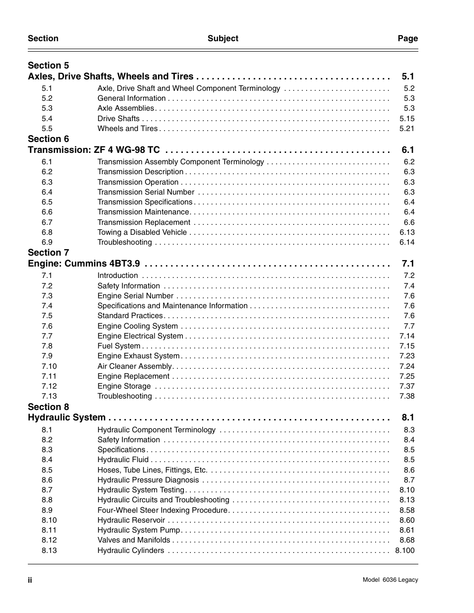 SkyTrak 6036 Service Manual User Manual | Page 6 / 460