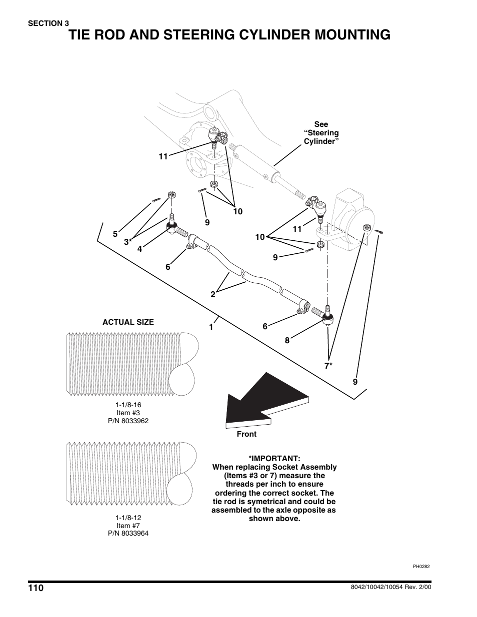 Tie rod & steering cylinder mounting, Tie rod and steering cylinder mounting | SkyTrak 10054 User Manual | Page 114 / 412