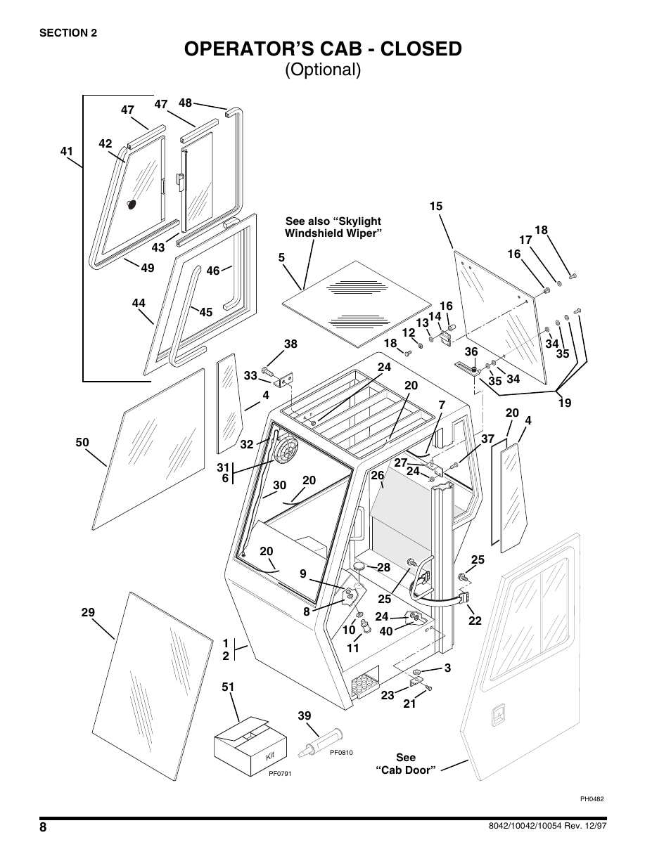 Operator's cab - closed (optional), Operator’s cab - closed, Optional) | SkyTrak 10054 User Manual | Page 12 / 412