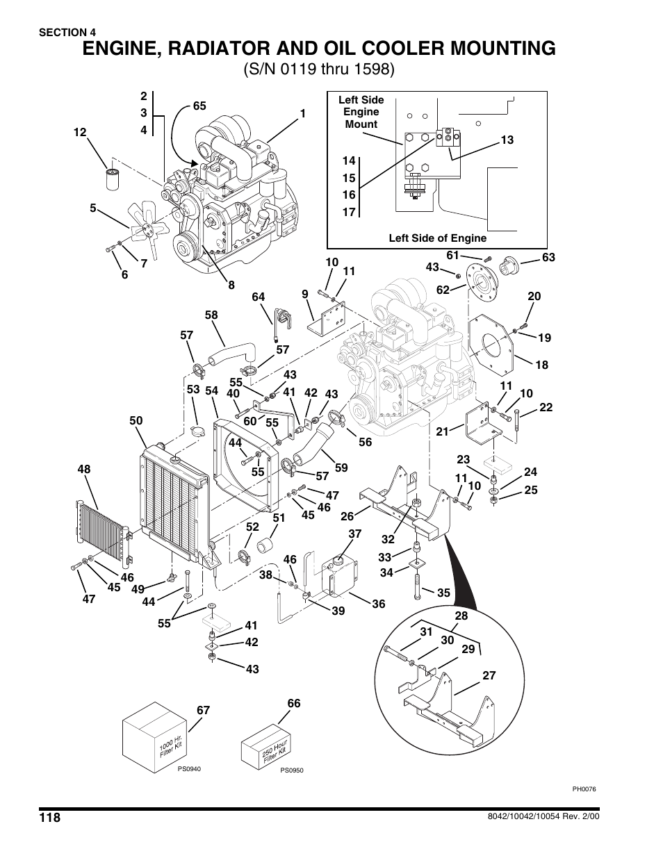 Engine, radiator and oil cooler mounting | SkyTrak 10054 User Manual | Page 122 / 412