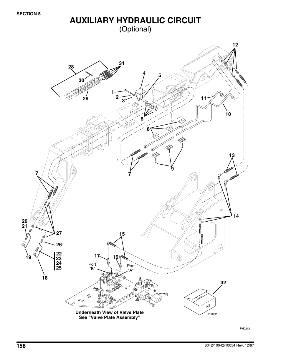 Auxiliary hydraulic circuit (optional), Auxiliary hydraulic circuit, Optional) | SkyTrak 10054 User Manual | Page 162 / 412
