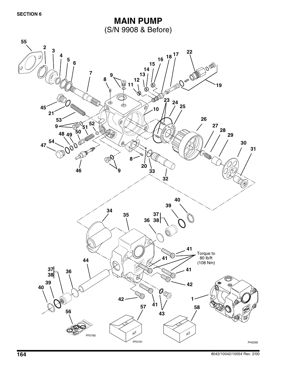 Main pump, S/n 9908 & before) | SkyTrak 10054 User Manual | Page 168 / 412