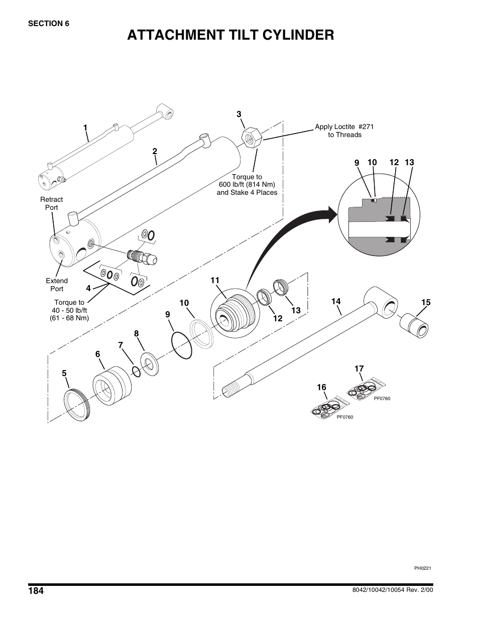 Attachment tilt cylinder | SkyTrak 10054 User Manual | Page 188 / 412