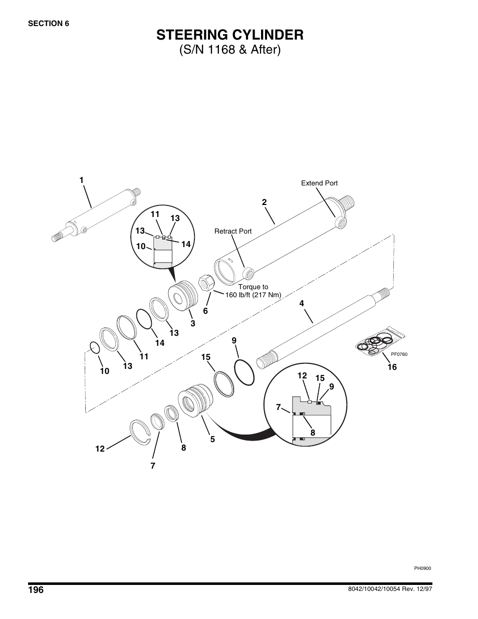Steering cylinder, S/n 1168 & after) | SkyTrak 10054 User Manual | Page 200 / 412