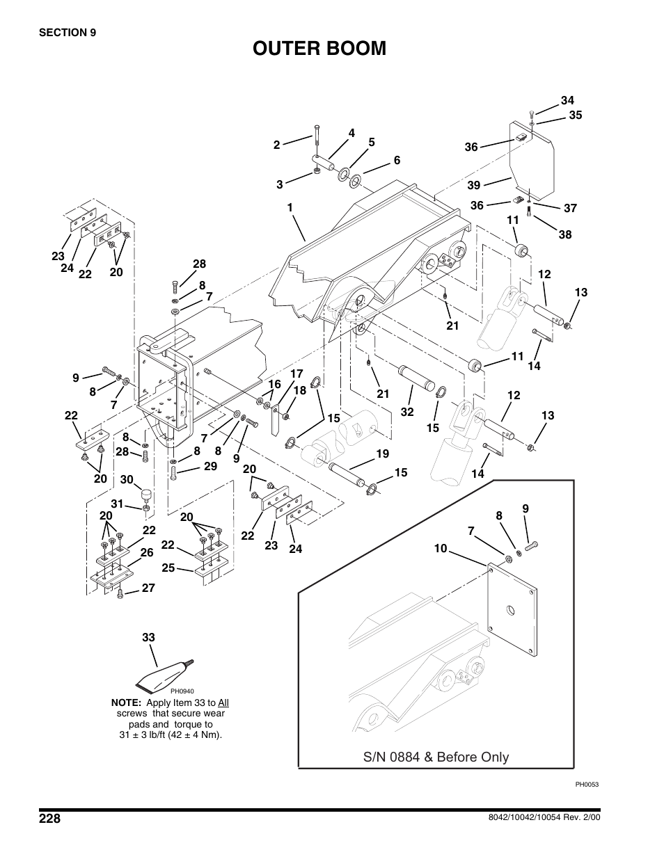 Section 9 boom & attachments, Outer boom | SkyTrak 10054 User Manual | Page 232 / 412