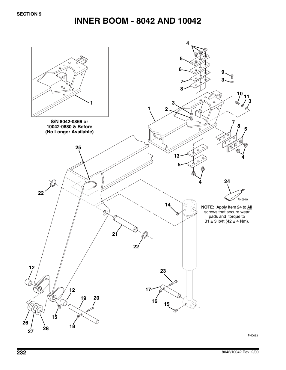 Inner boom - 8042, 10042 | SkyTrak 10054 User Manual | Page 236 / 412