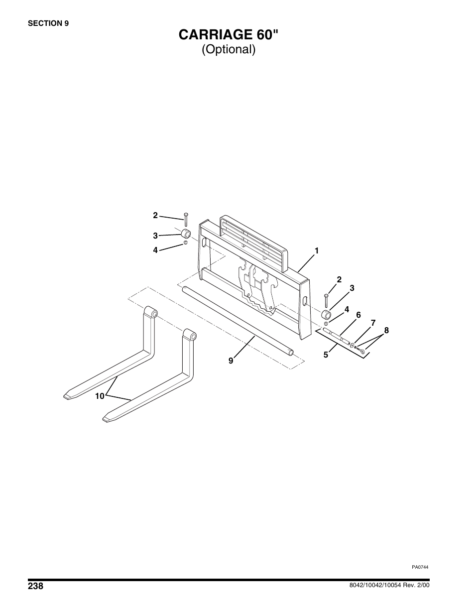 Carriage 60" (optional), Carriage 60, Optional) | SkyTrak 10054 User Manual | Page 242 / 412