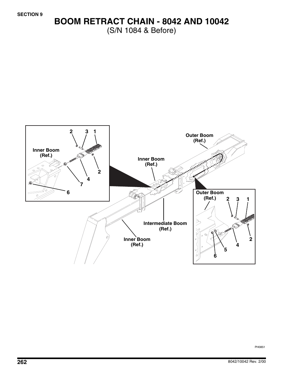 Boom retract chain - 8042 & 10042, S/n 1084 & before) | SkyTrak 10054 User Manual | Page 266 / 412