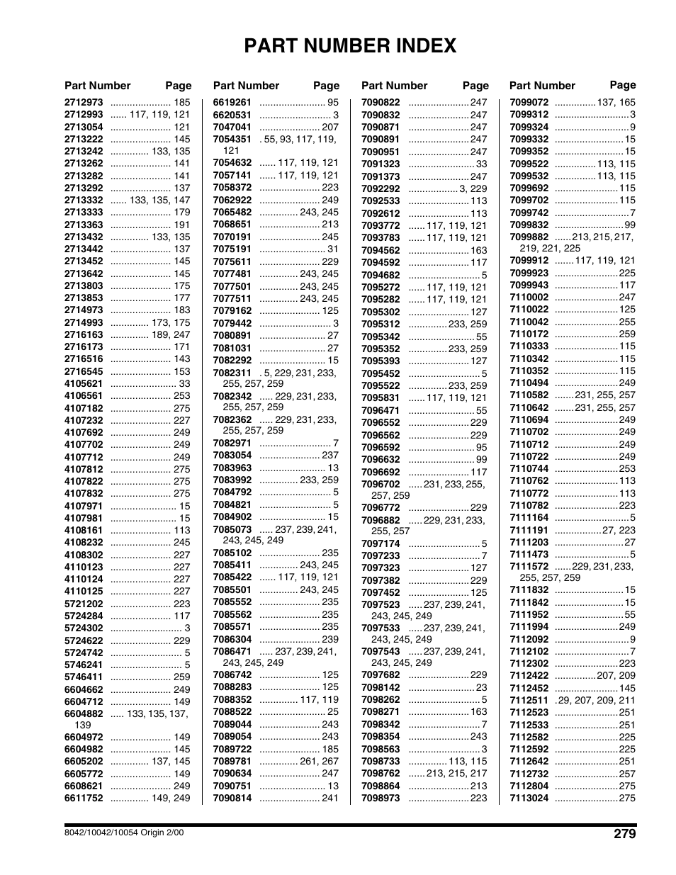 Part number index | SkyTrak 10054 User Manual | Page 403 / 412