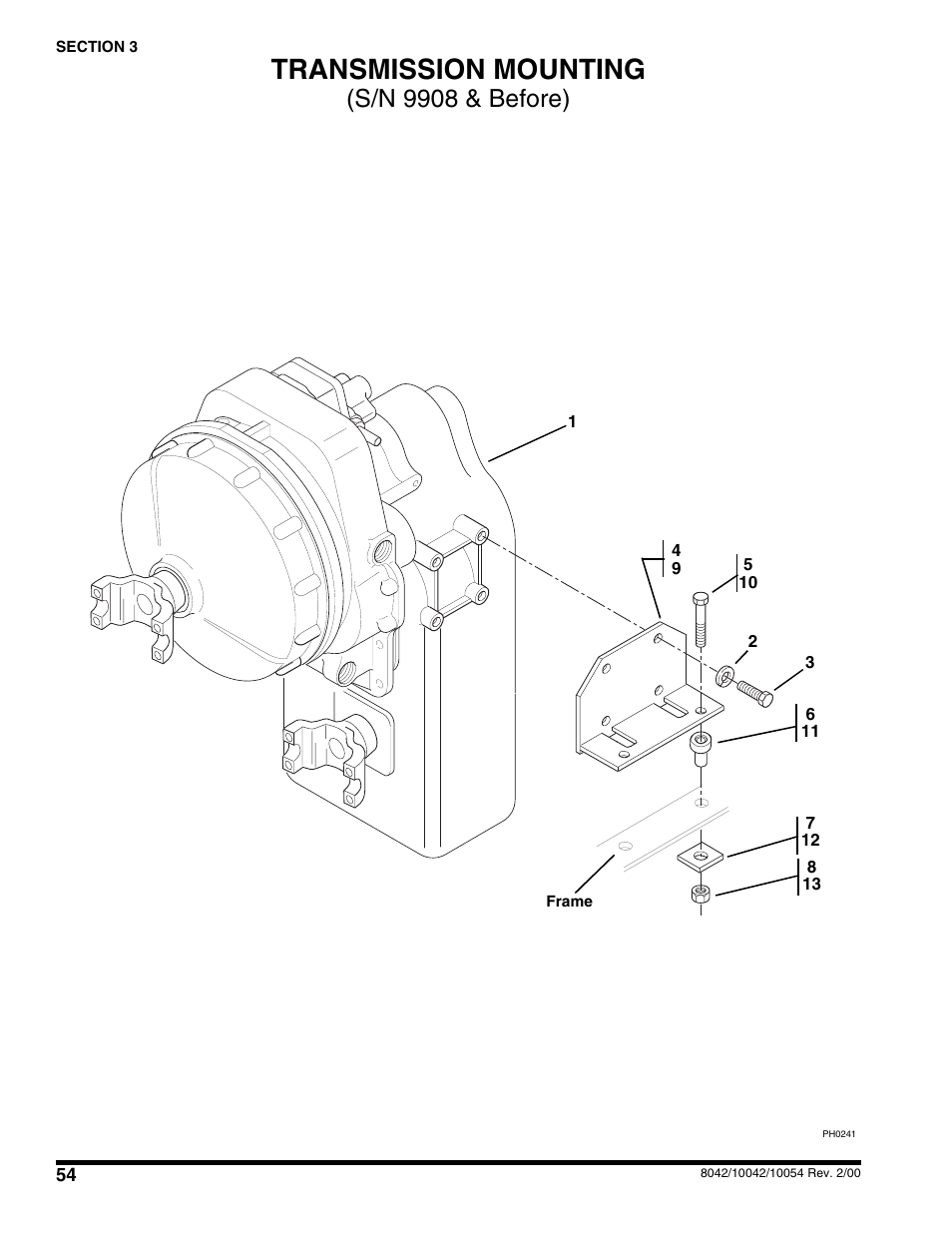 Transmission mounting, S/n 9908 & before) | SkyTrak 10054 User Manual | Page 58 / 412