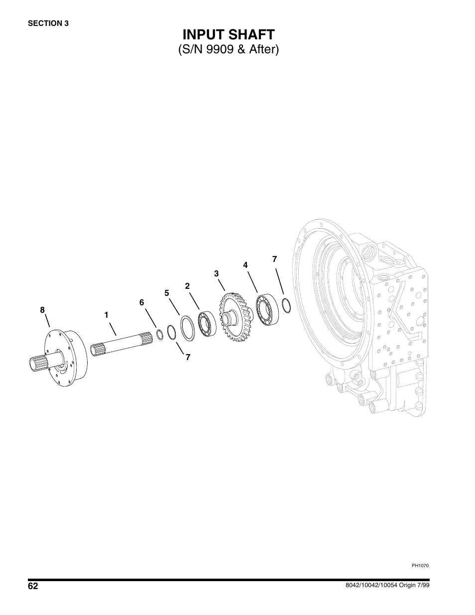 Input shaft, S/n 9909 & after) | SkyTrak 10054 User Manual | Page 66 / 412