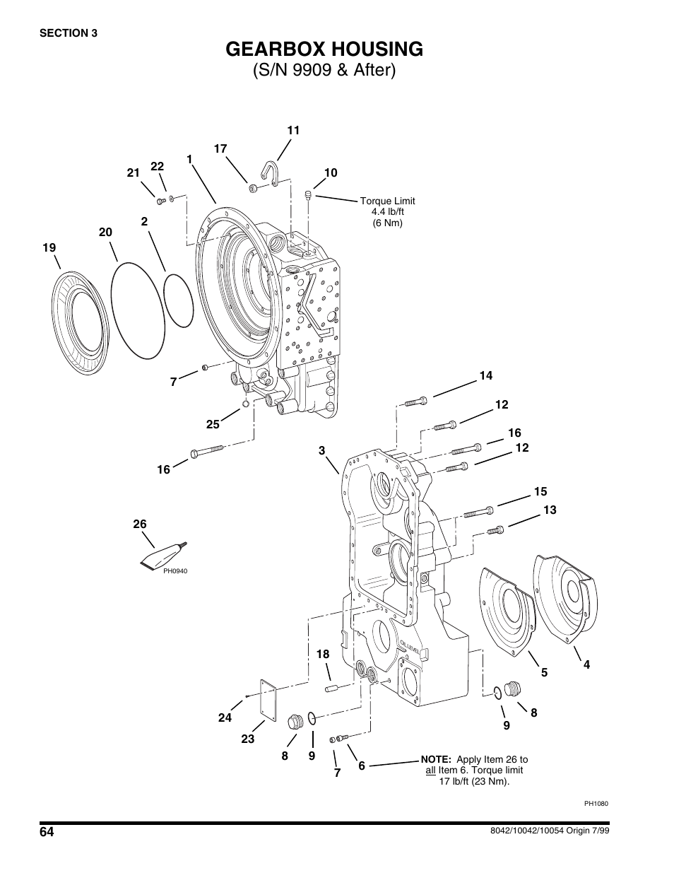 Gearbox housing, S/n 9909 & after) | SkyTrak 10054 User Manual | Page 68 / 412