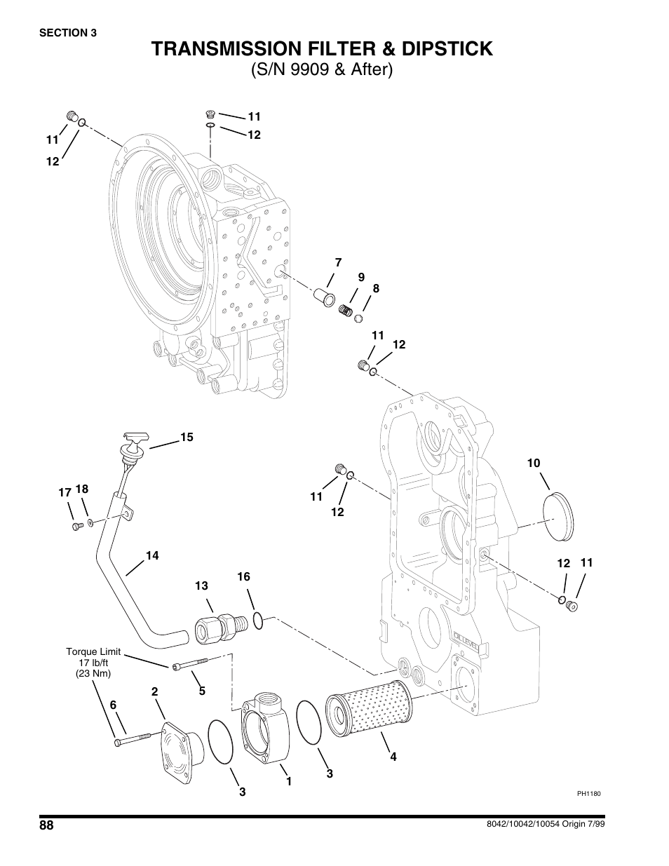 Tansmission filter & dipstick, Transmission filter & dipstick, S/n 9909 & after) | SkyTrak 10054 User Manual | Page 92 / 412