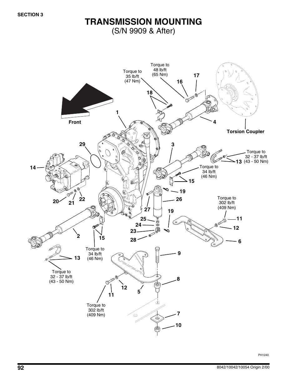 Transmission mounting, S/n 9909 & after) | SkyTrak 10054 User Manual | Page 96 / 412