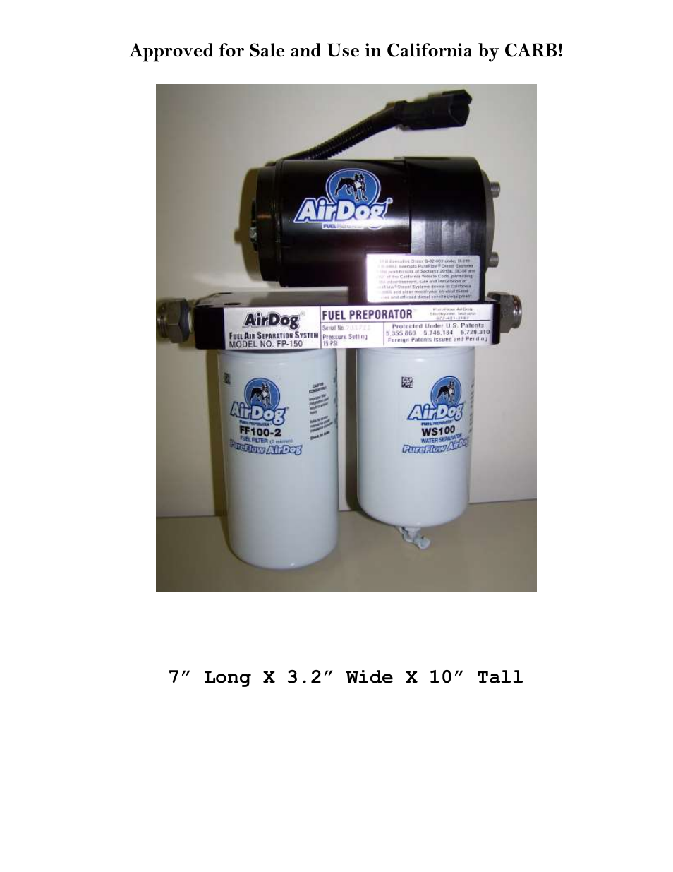 Approved for sale and use in california by carb | PureFlow AirDog FP-150 - Dodge Cummins 1998.5-2004 User Manual | Page 2 / 28