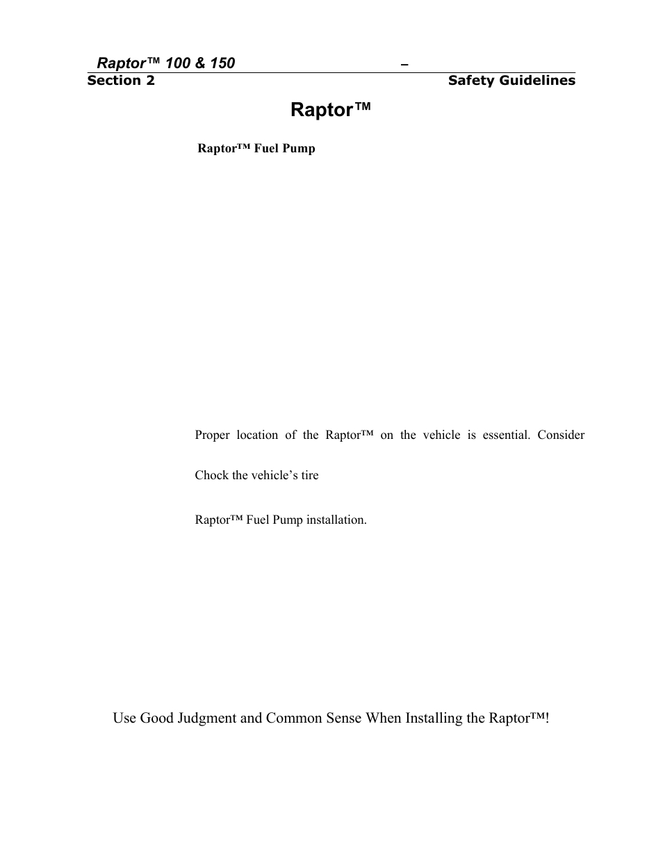 Raptor, Safety guidelines | PureFlow AirDog RP-150 - Dodge Cummins 2005-2013 User Manual | Page 6 / 15