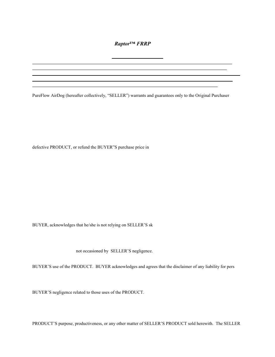 4 year limited express warranty, Pureflow airdog | PureFlow AirDog FRRP-100 - Dodge Cummins 1998.5-2002 User Manual | Page 10 / 11