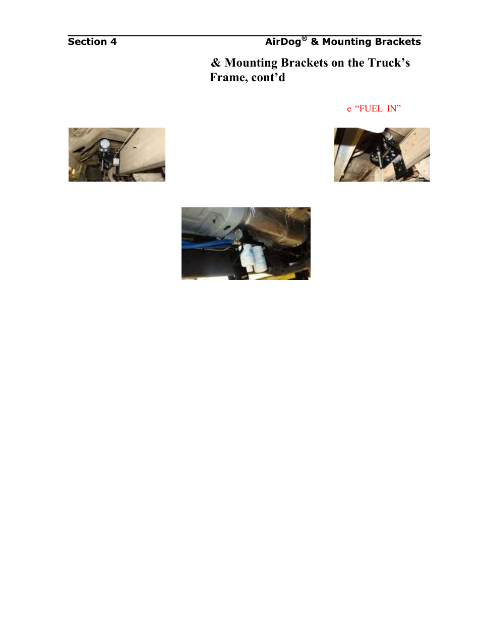 Installing the airdog, Mounting brackets on the truck’s frame, cont’d | PureFlow AirDog FP-150 - 6.4L Ford 2008-2010 User Manual | Page 10 / 25