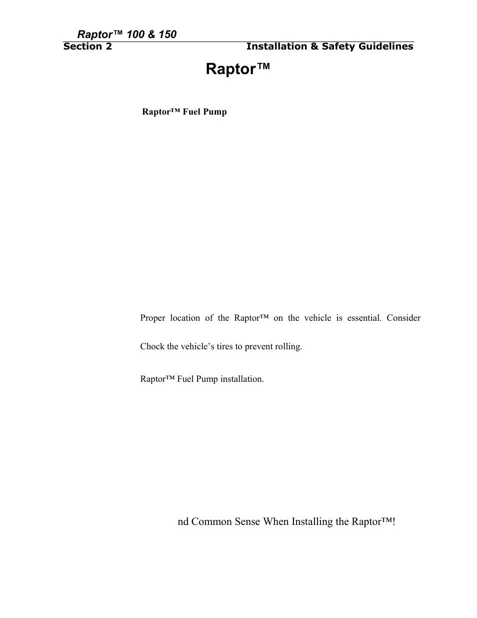 Raptor, Safety guidelines, Model rp-150 | PureFlow AirDog RP-150 Replaces High Pressure Pump - 7.3L Ford 1999-2003 User Manual | Page 6 / 15