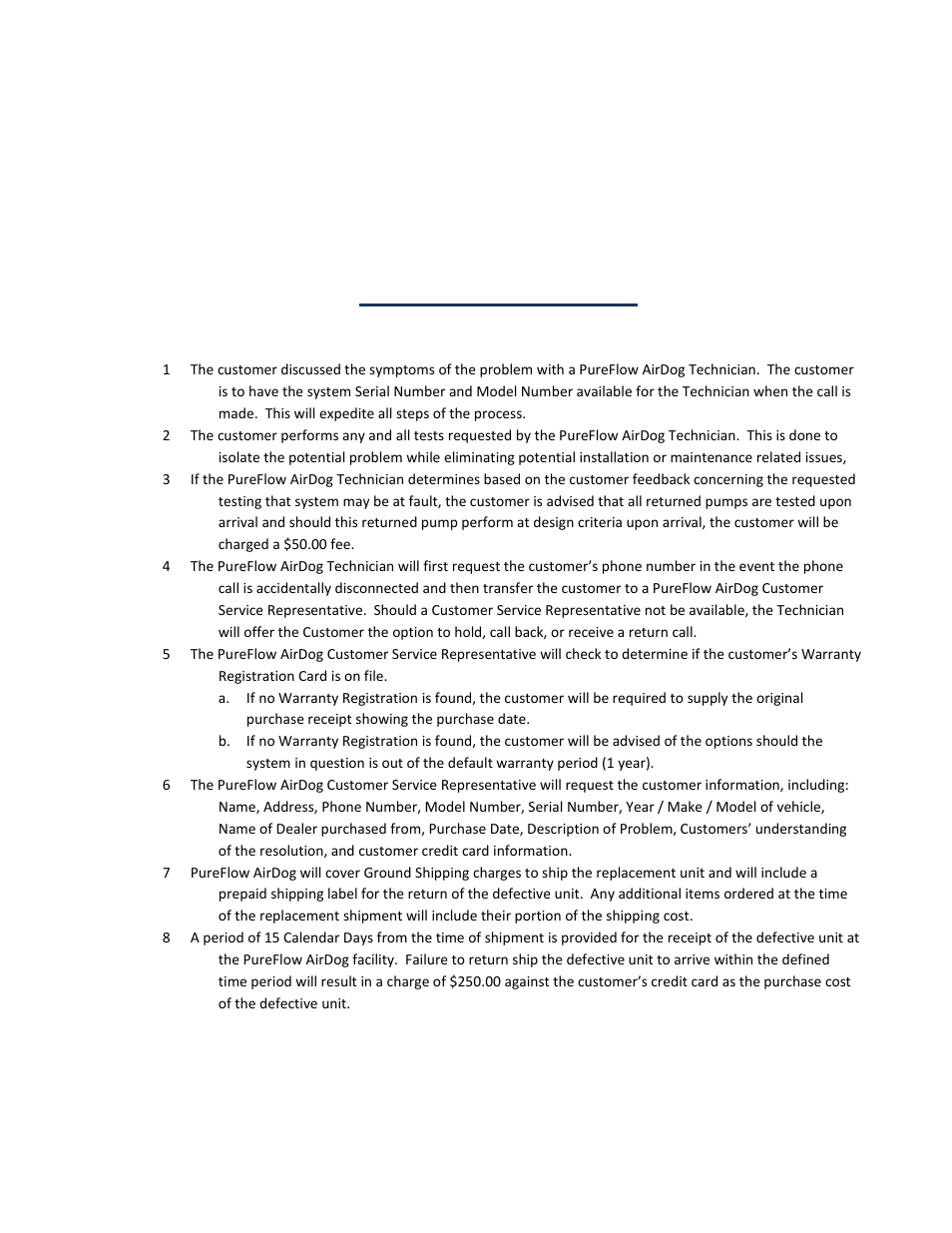 Warranty procedure | PureFlow AirDog DF-165 - GM 1992-2000 User Manual | Page 24 / 24