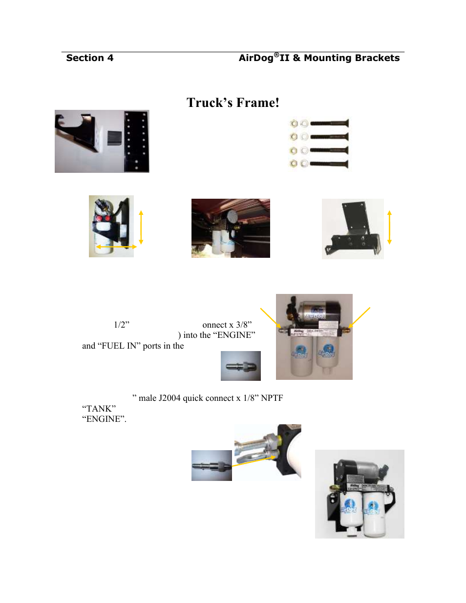 Installing the airdog, Ii & mounting brackets, The truck’s frame | PureFlow AirDog DF-200 - GM Duramax 2011-2014 User Manual | Page 9 / 24