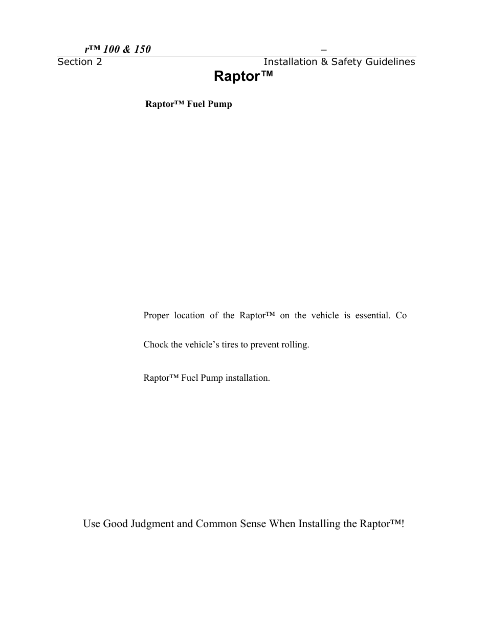 Raptor, Safety guidelines | PureFlow AirDog RP-150 - GM 1992-2000 User Manual | Page 6 / 16