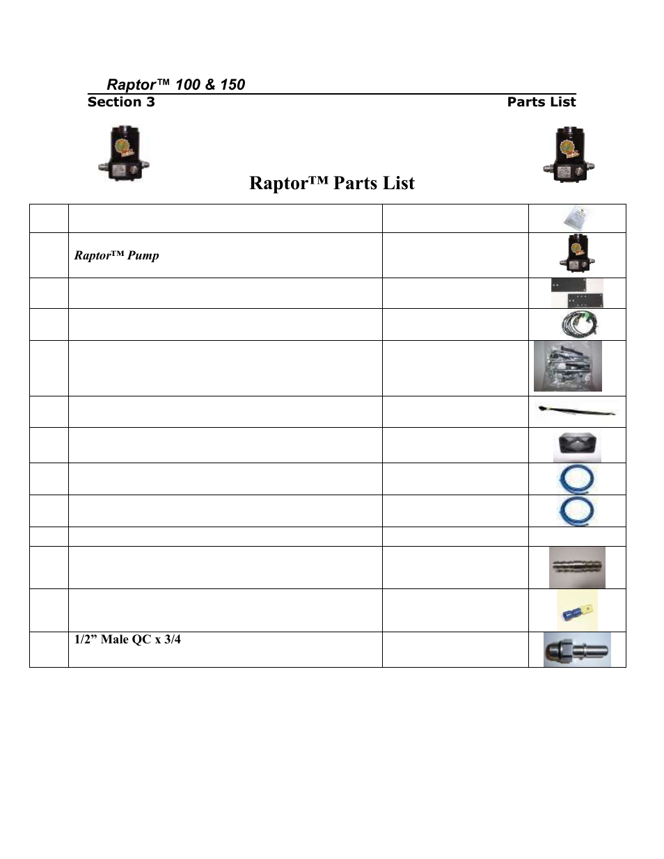 Raptor™ parts list | PureFlow AirDog RP-150 - GM Duramax 2001-2010 User Manual | Page 7 / 17