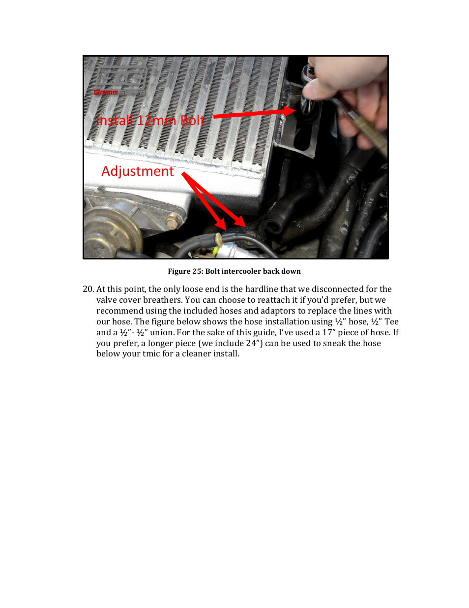 Install 12mm bolt adjustment | GrimmSpeed 02-07 WRX Top Mount Intercooler User Manual | Page 16 / 17