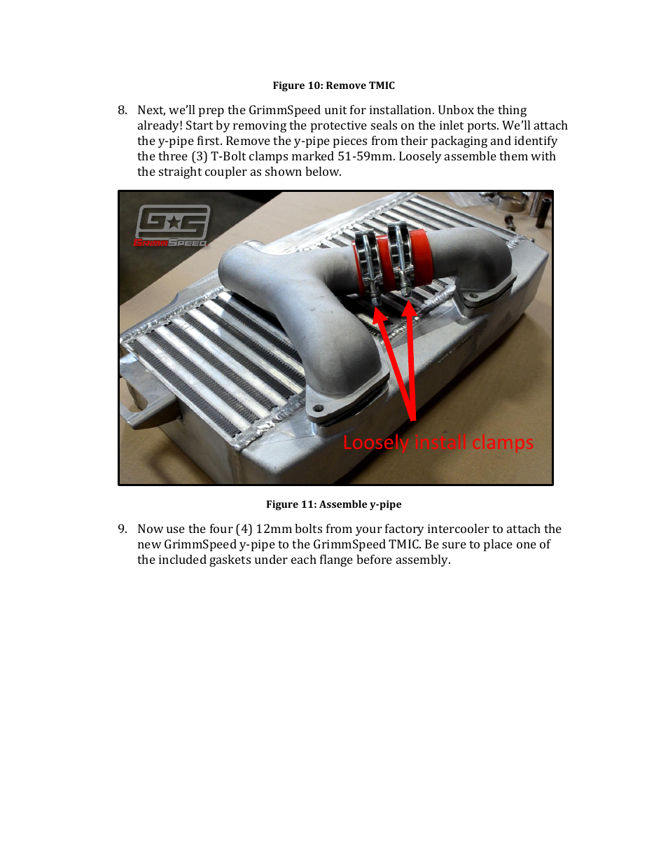 Loosely install clamps | GrimmSpeed 02-07 WRX Top Mount Intercooler User Manual | Page 6 / 17