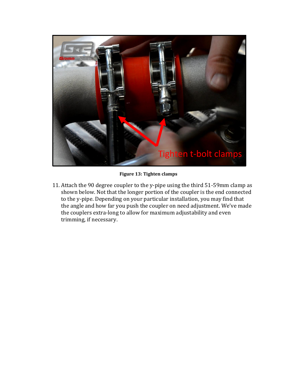 Tighten t-bolt clamps | GrimmSpeed 02-07 WRX Top Mount Intercooler User Manual | Page 8 / 17