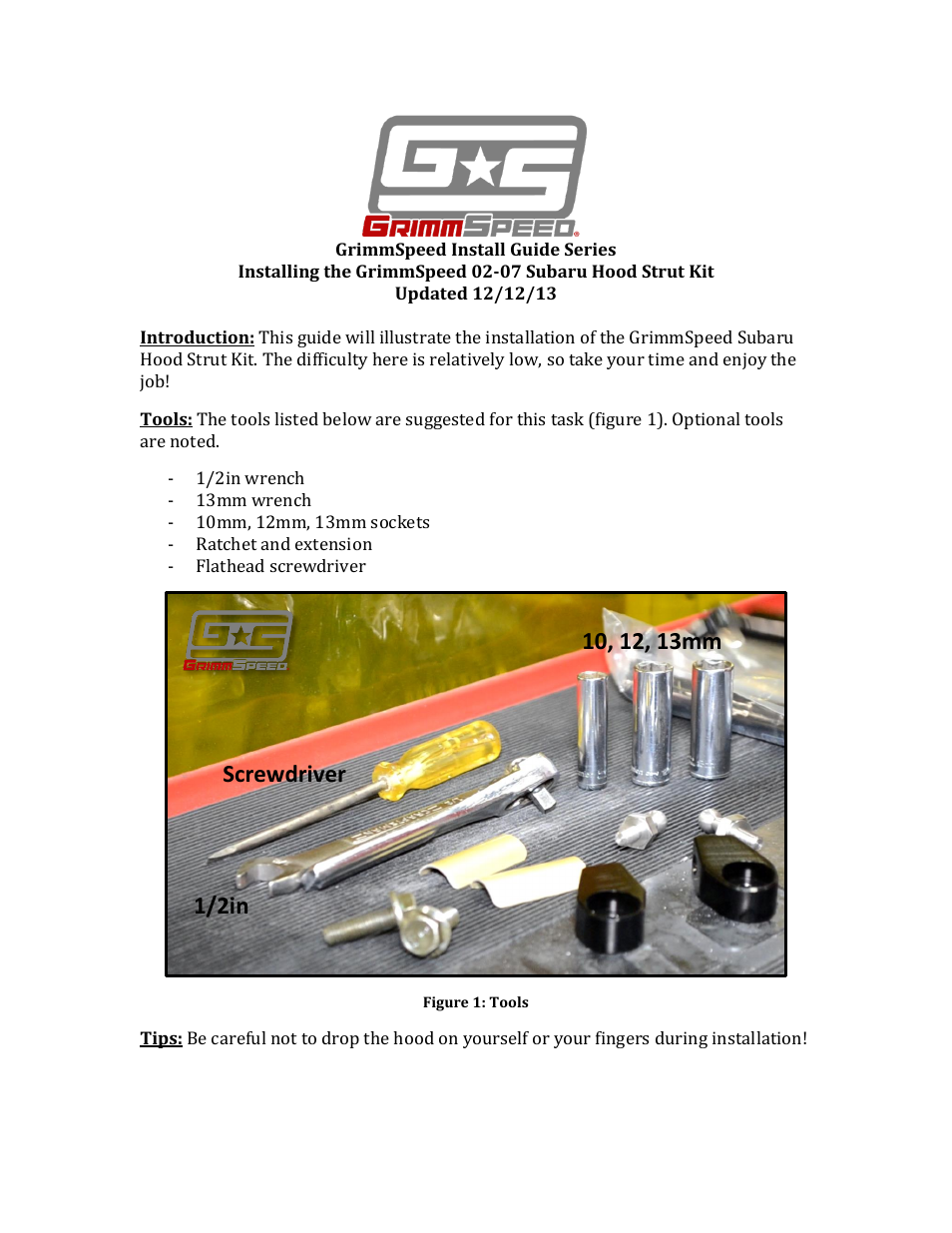 GrimmSpeed 02-07 WRX/STi/Impreza Hood Struts User Manual | 6 pages
