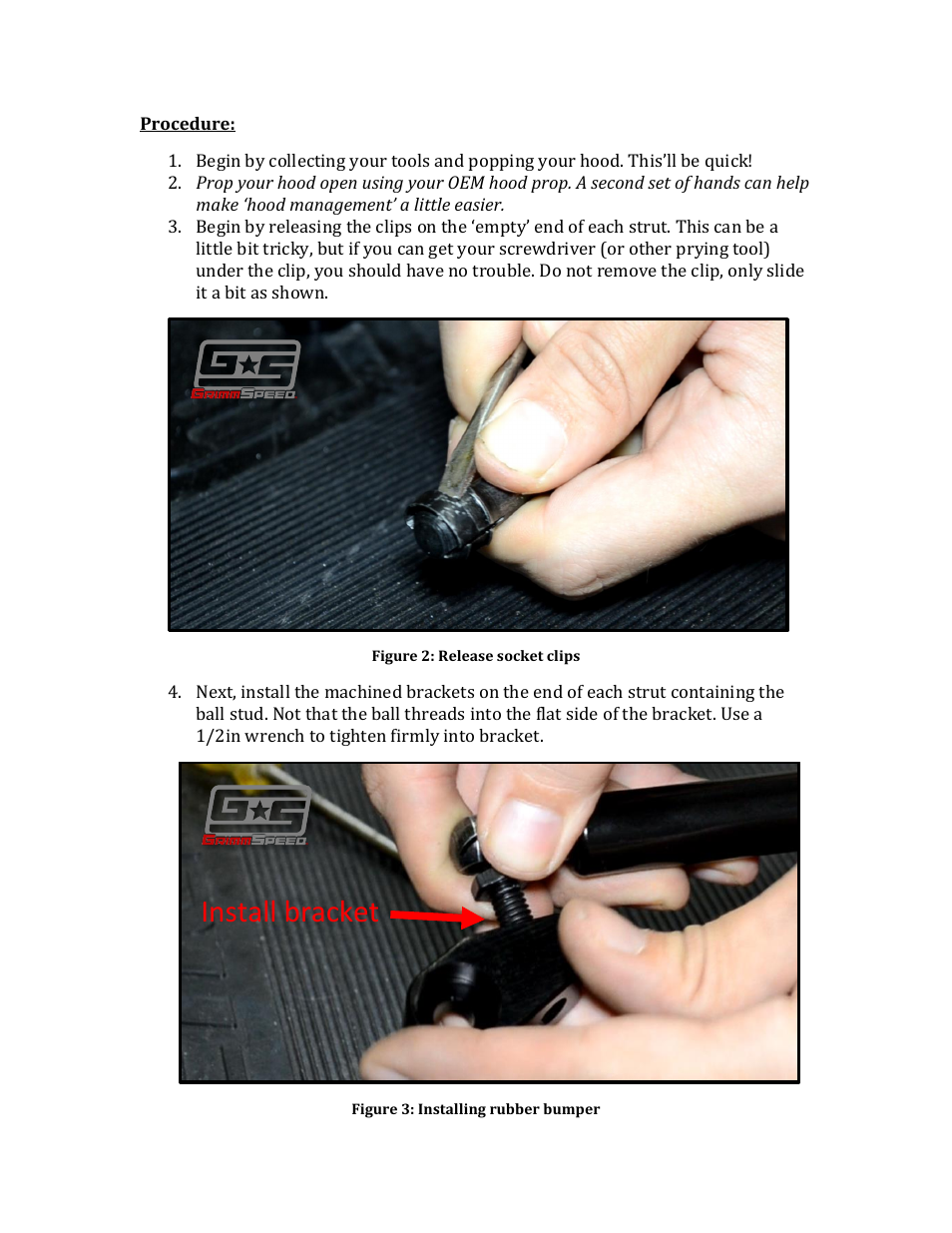 Install bracket | GrimmSpeed 02-07 WRX/STi/Impreza Hood Struts User Manual | Page 2 / 6