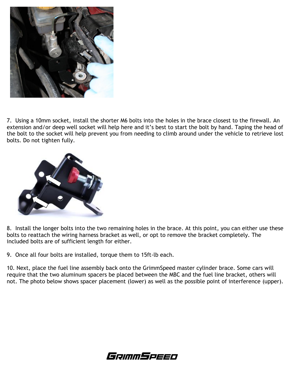 GrimmSpeed 05-07 LGT Brake Master Cylinder Brace User Manual | Page 3 / 5