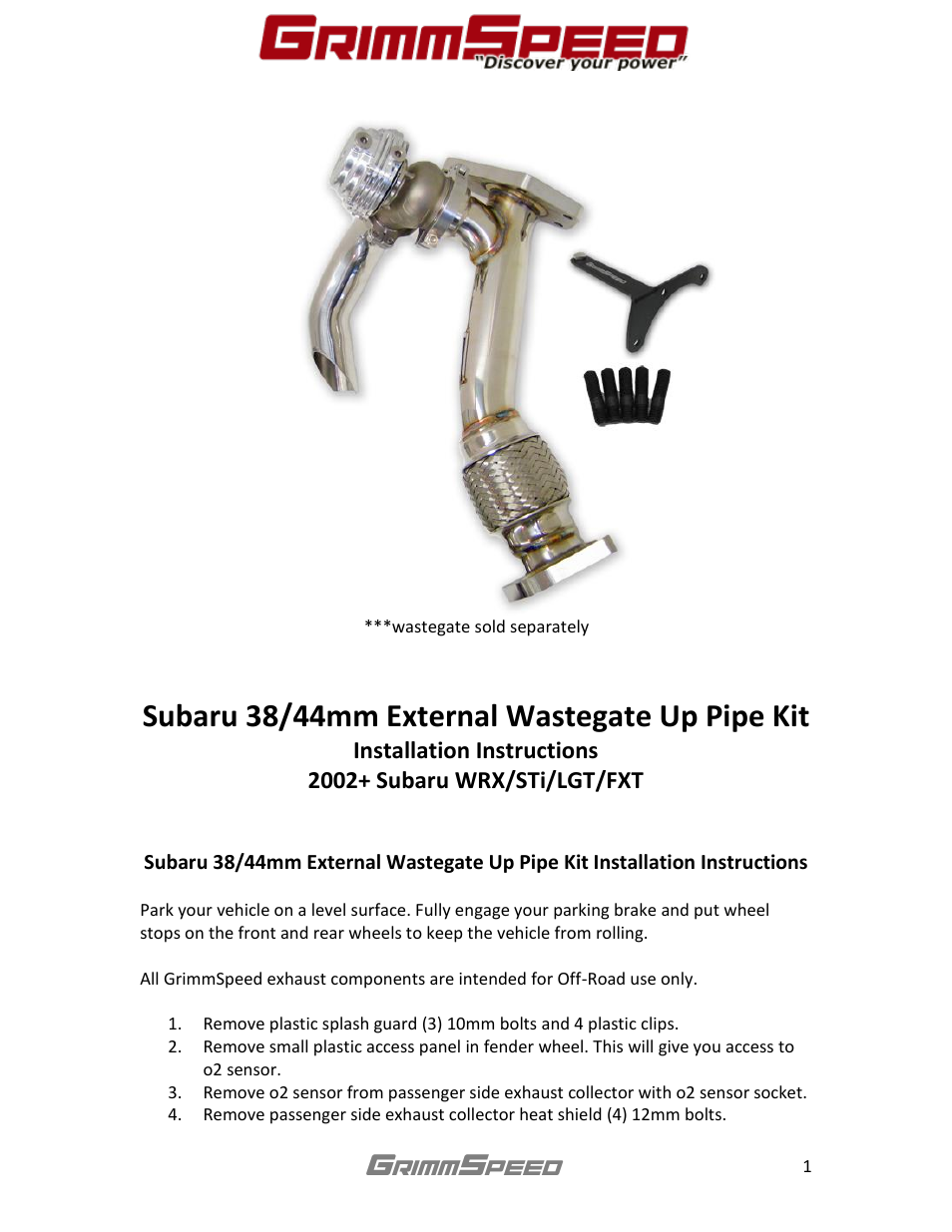 GrimmSpeed 44mm EWG User Manual | 3 pages