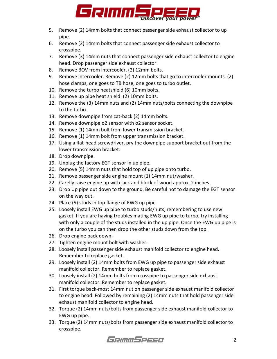 GrimmSpeed 44mm EWG User Manual | Page 2 / 3