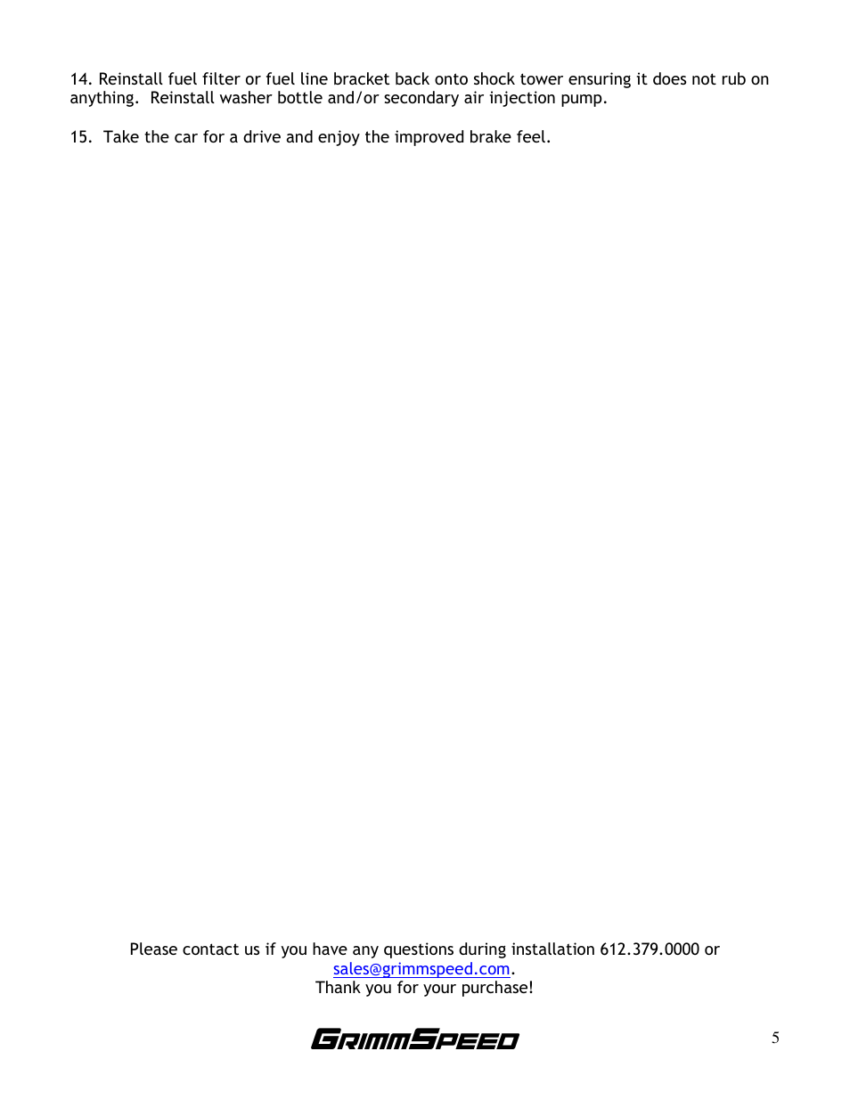 GrimmSpeed 93-07 Impreza/WRX/STi Master Cylinder Brace User Manual | Page 5 / 5