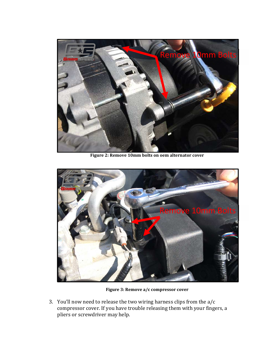 Remove 10mm bolts | GrimmSpeed BRZ/FR-S Pulley Cover User Manual | Page 2 / 5