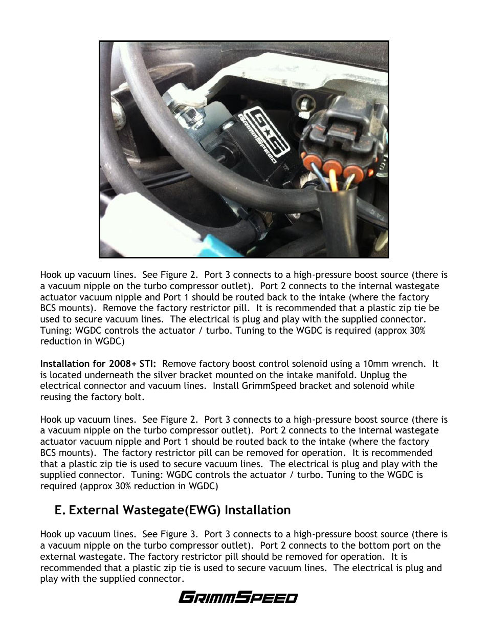 E. external wastegate(ewg) installation | GrimmSpeed Electronic Boost Controller Subaru User Manual | Page 4 / 5