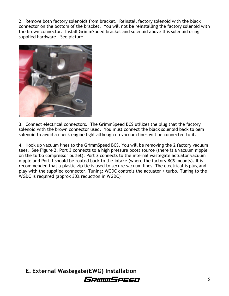E. external wastegate(ewg) installation | GrimmSpeed Electronic Boost Controller EVO User Manual | Page 5 / 6