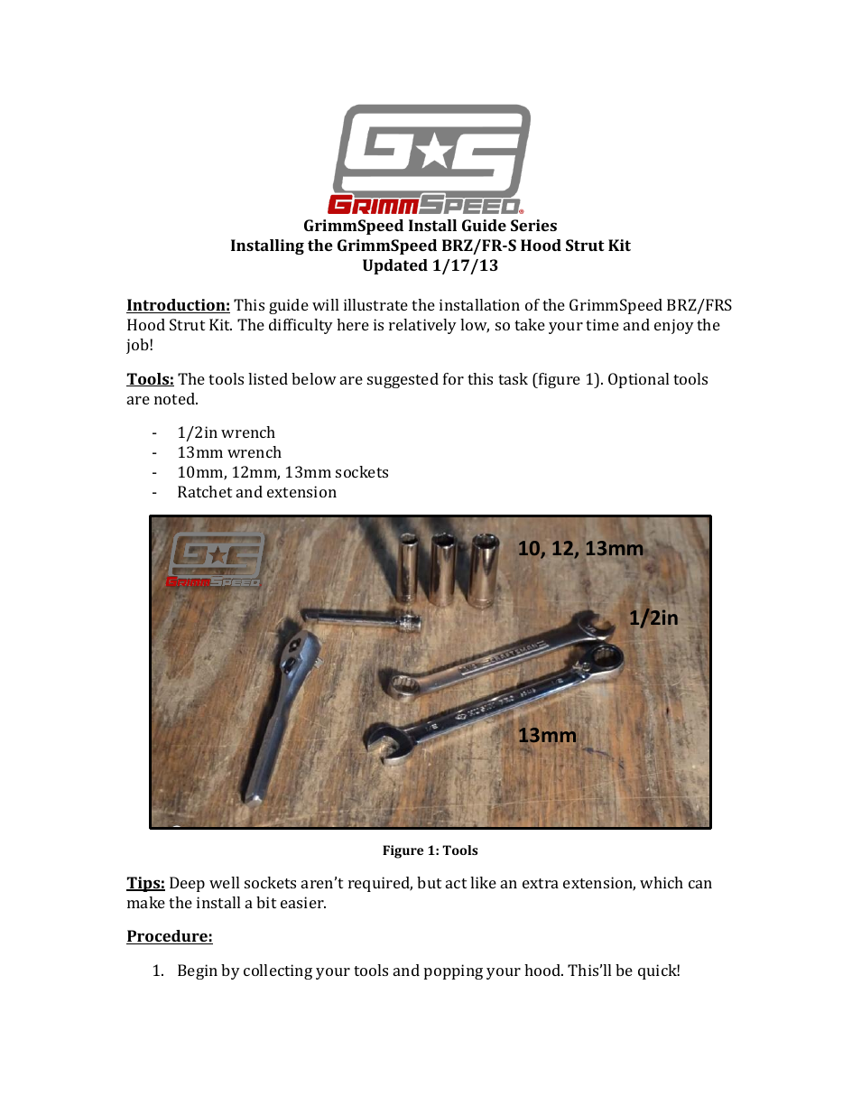 GrimmSpeed Hood Struts User Manual | 7 pages